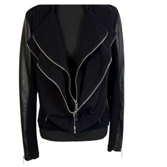 NEW Macy’s INC International Concept Knit
Moto Faux Leather Double Zipper Jacket - Picture 5 of 10